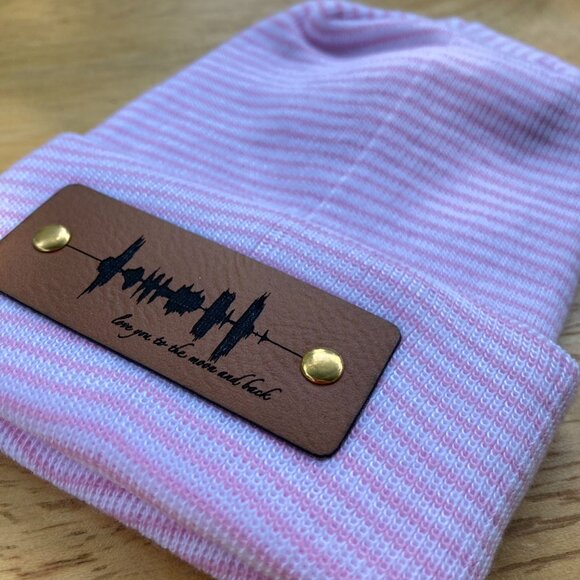 Love You To The Moon And Back Soundwave Newborn Baby Beanie - Pink - Not Custom - Picture 5 of 9